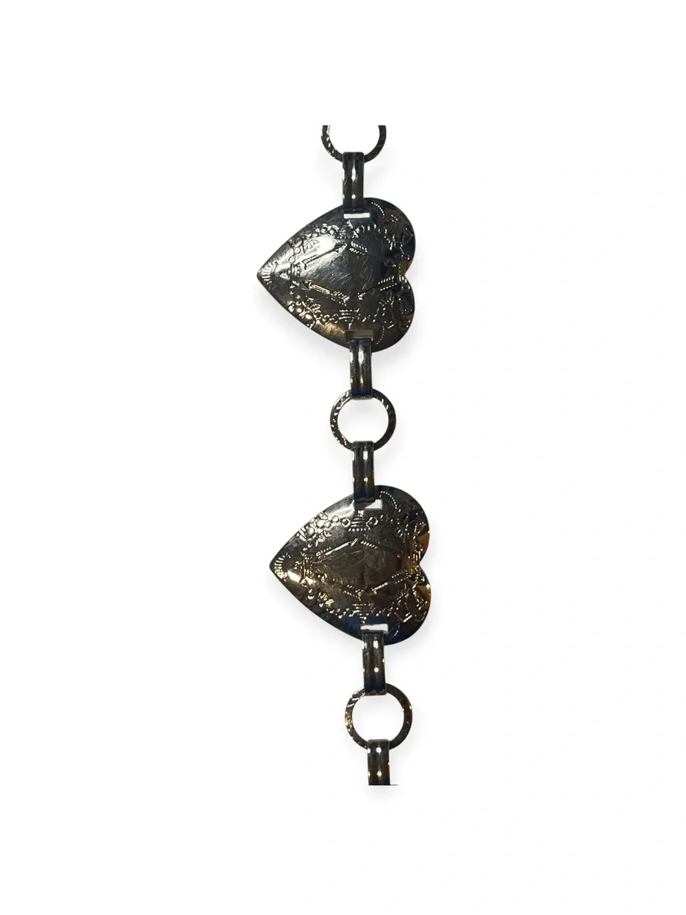 Silver Tone Heart Concho Belt 38” Western Boho Southwestern Adjustable